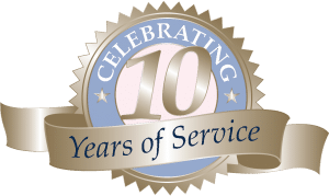 Celebrating 10 years logo - full colour