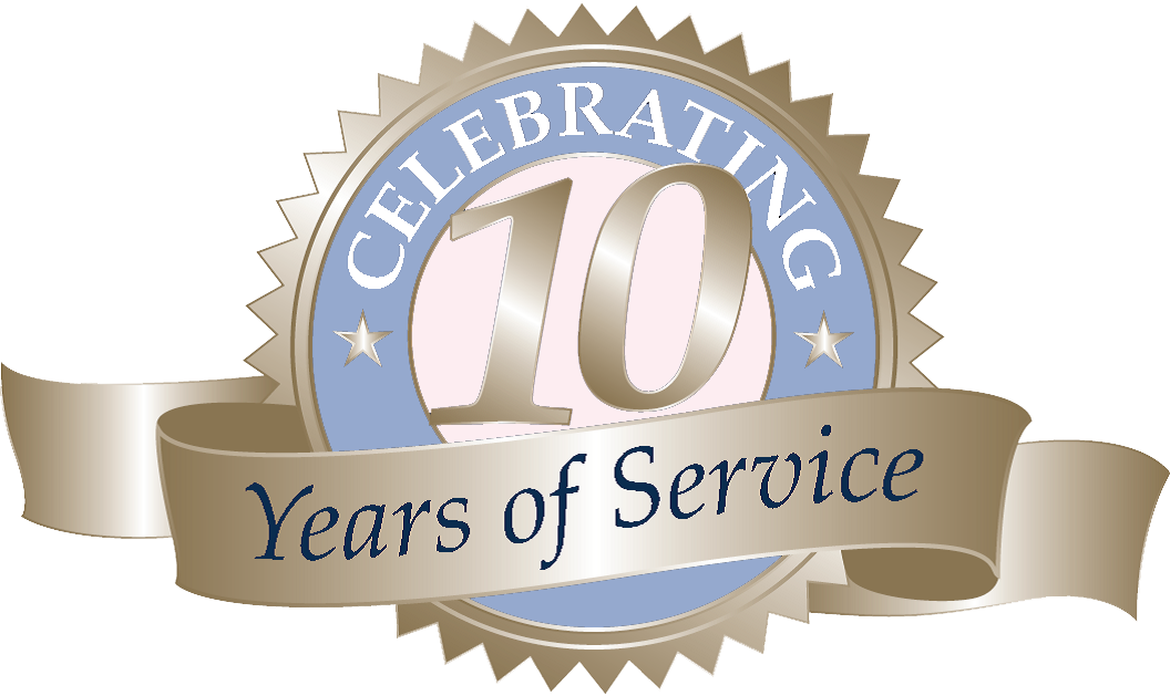 10 years of pregnancy scanning service Celebrating 10 years logo - full colour