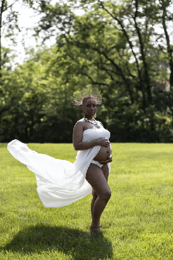 Lady in White with Bump for Spring
