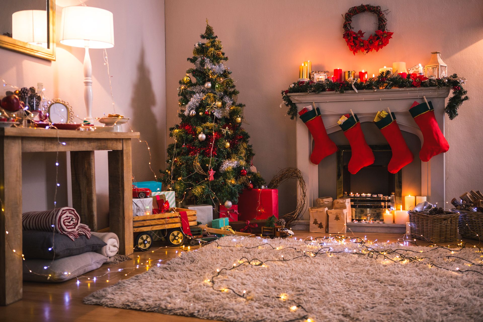 Christmas cosy fireplace