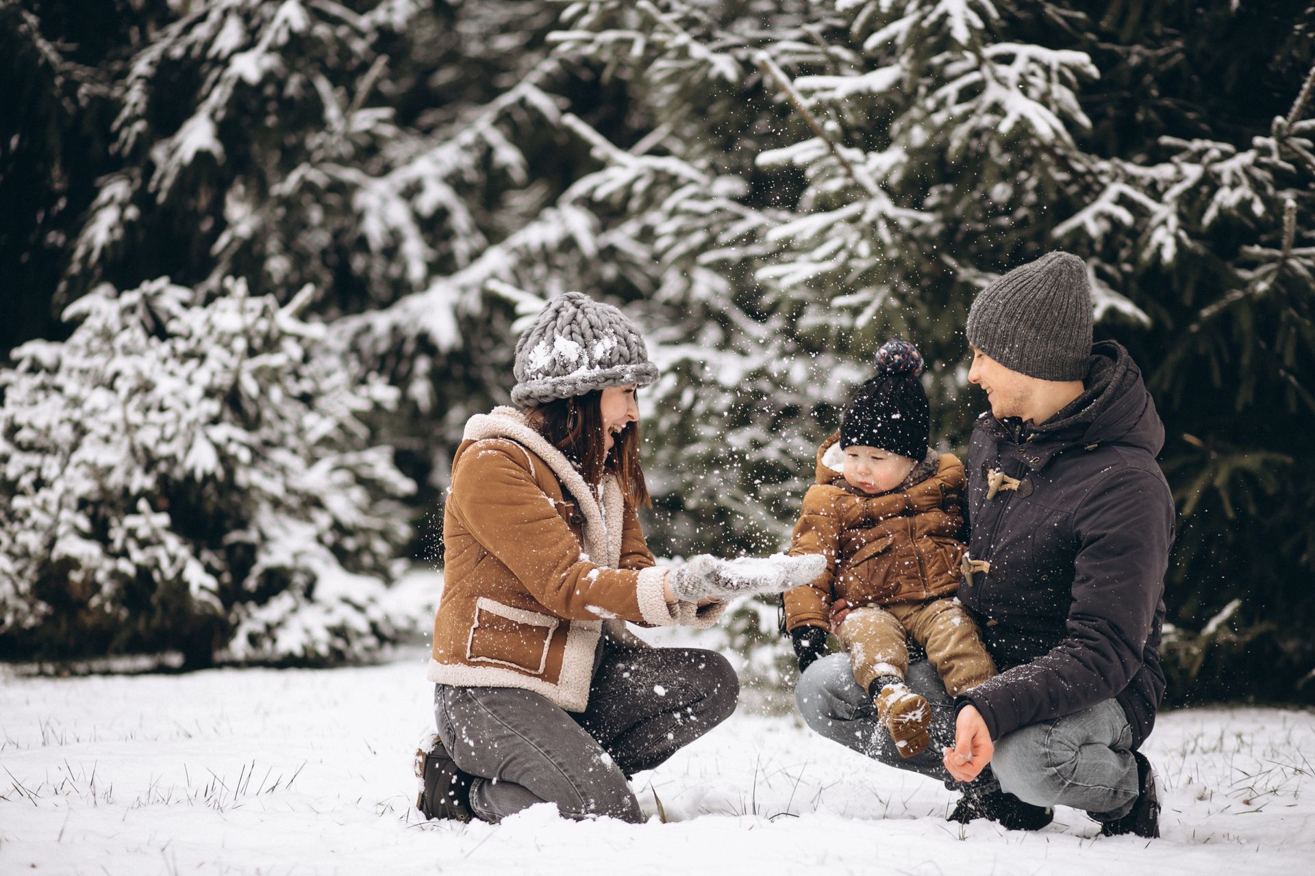 Family in the snow